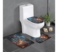 LLKGOT The Lone Lamp Under The Cedars Printing 3 Piece Bathroom Rugs Set - Non-Slip Bath Rug Set - Easy to Clean and Maintain - Moisture Blocking and Durable