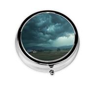 LLKGOT The Storm After The Calm Picture Round Mini Pill Box with 3 compartments for Pill Storage and Portable Travel