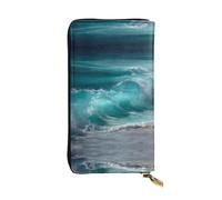 LLKGOT The surging tide Pattern Women's leather long handheld wallet large capacity credit card zipper bag