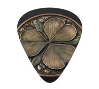 LLKGOT Three-leaf clover gold coins Picture Guitar plectrum 12 pieces with three thickness plectrum combinations suitable for bass and ukulele