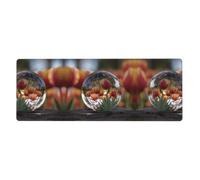 LLKGOT Tulip Crystal Ball Pattern Gaming Mouse pad XXL Large Mouse Mat Long Extended Mouse Pad Desk Mat Non-Slip Rubber Mice Pads Stitched Edges Thin Pad 31.5 x 11.8 x 0.12 in