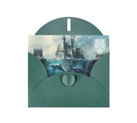 LLKGOT Whale Under The Castle Picture Greeting Card - Premium Pearlescent Paper Double Sided Pearl Effect Design