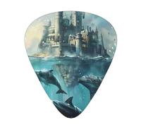 LLKGOT Whale under the castle Picture Guitar plectrum 12 pieces with three thickness plectrum combinations suitable for bass and ukulele