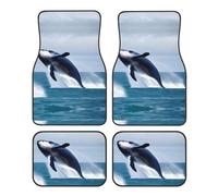 LLKGOT Whales at sea Pattern Car Floor mats with Anti Slip Front and Rear are Suitable for Cars, Trucks and SUV