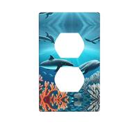 LLKGOT Whales under the sea Pattern Dual socket wall panel household power cover durable for decorative sockets and switches