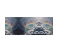 LLKGOT White Cloud Rainbow Swirl Pattern Gaming Mouse pad XXL Large Mouse Mat Long Extended Mouse Pad Desk Mat Non-Slip Rubber Mice Pads Stitched Edges Thin Pad 31.5 x 11.8 x 0.12 in