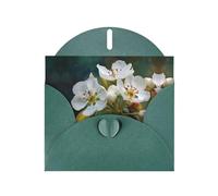 LLKGOT White Pear Blossoms Picture Greeting Card - Premium Pearlescent Paper Double Sided Pearl Effect Design