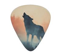 LLKGOT Wolf and Moon Picture Guitar plectrum 12 pieces with three thickness plectrum combinations suitable for bass and ukulele