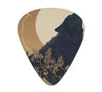 LLKGOT Wolf and the moon Picture Guitar plectrum 12 pieces with three thickness plectrum combinations suitable for bass and ukulele