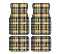 LLKGOT Yellow Gray Black Plaid Pattern Car Floor mats with Anti Slip Front and Rear are Suitable for Cars, Trucks and SUV