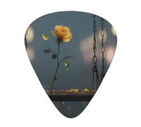 LLKGOT Yellow Rose on the Swing Picture Guitar plectrum 12 pieces with three thickness plectrum combinations suitable for bass and ukulele