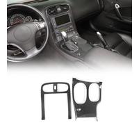 LLKUANG Console Gear Shift Panel Trim Cover Compatible with Chevrolet Corvette C6 Z06 2005-2013,Carbon Fiber Car Gear Shift Scratch Guard Panel Cover Cup Holder Button Frame Accessories (Black)