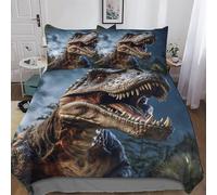 LLLBBB Dinosaur Bedding Set Soft 2PCs Breathable Quilt Cover with Pillowcase 3D Duvet Cover Set Comforter Cover For Boys Girls Single(135x200cm)