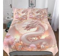 LLLBBB Dragon Duvet Cover Set Kids Bed Cover Adults Bedroom Quilt Cover 2 PCs, 3D Printing Bedding, Soft Microfiber Bed Set Single(135x200cm)