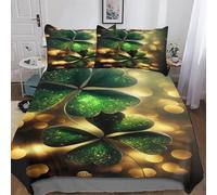 LLLBBB Four Leaf Clover Duvet Cover Microfiber Bedding Set 2PCs, 3D Quilt Cover&Pillowcase, Soft Comforter Cover for Men Woman Kids Single(135x200cm)