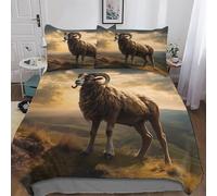 LLLBBB Goat 3D Printed Duvet Cover Sets 3 Piece Set Super Soft Quilt Cover with Pillowcase For Boys, Girls And Teenagers King(220x240cm)