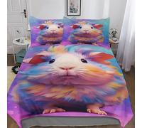 LLLBBB Guinea Pig Animal Duvet Cover Microfiber Bedding Set 2PCs, 3D Quilt Cover&Pillowcase, Soft Comforter Cover for Men Woman Kids Single(135x200cm)