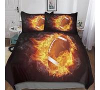 LLLBBB Rugby Microfiber Duvet Cover Set 3 Pcs Polyester Quilt Cover Bedding Set With Pillow For Boys Girls Comforter Cover Double (200x200cm)
