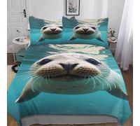 LLLBBB Seal Bedding Set for Girls Boys Adults Comforter Cover Soft Duvet Cover 2 PCs Set Microfiber Quilt Cover Single(135x200cm)