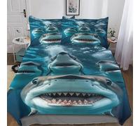 LLLBBB Shark Duvet Cover Set 2 Pieces, Bedding Comforter Cover with Pillowcases Soft Microfiber Quilt Cover for Boys Girls Kids Single(135x200cm)