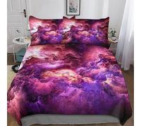 LLLBBB Space Colors Nebula Bedding Set for Girls Boys Adults Comforter Cover Soft Duvet Cover 2 PCs Set Microfiber Quilt Cover Single(135x200cm)
