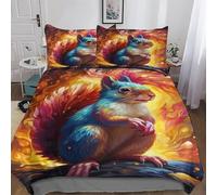LLLBBB Squirrel Duvet Cover Set 3 Pcs Soft Quilt Cover Microfiber Bedding Set with Pillowcase for Kids Adult Comforter Cover King(220x240cm)