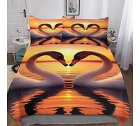 LLLBBB Swan 3D Printed Duvet Cover Sets 2 Piece Set Super Soft Quilt Cover with Pillowcase For Boys, Girls And Teenagers Single(135x200cm)