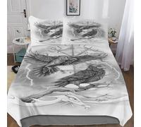 LLLBBB Viking Myth 3D Bedding Set Comforter Cover 2 PCs with Pillowcases for Adults Teenager Kids Quilt Cover Soft Duvet Cover Single(135x200cm)
