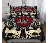 LLLBBB Viking Myth Bedding Quilt Cover 3 Pieces Sets Soft Duvet Cover Comfortable Duvet Cover with Pillowcases For Boys Girls King(220x240cm)