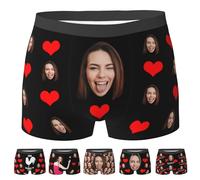 LLLGSH Custom Face Mens Boxer Briefs - Personalized Men's Boxer Shorts - with Girlfriend Wife Face Picture - Customized Underpants Novelty Valentine's Day Gifts for Boyfriend Husband - S-XXL