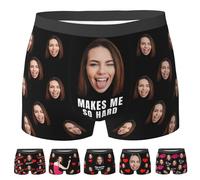LLLGSH Custom Face Mens Boxer Briefs - Personalized Men's Boxer Shorts - with Girlfriend Wife Face Picture - Customized Underpants Novelty Valentine's Day Gifts for Boyfriend Husband - S-XXL