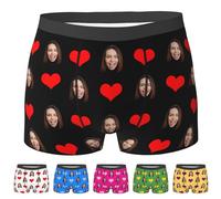 LLLGSH Custom Face Mens Boxer Briefs - Personalized Men's Boxer Shorts - with Girlfriend Wife Face Picture - Customized Underpants Novelty Valentine's Day Gifts for Boyfriend Husband - S-XXL