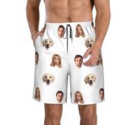 LLLGSH Custom Face Swim Shorts - Personalized Photo Face Swim Trunks - Custom Mens Swim Shorts -Funny Beach Shorts with Face Photo Printed - with Pocket,Summer Beach Vacation