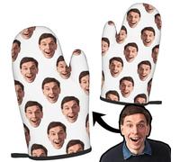 LLLGSH Custom Oven Mitts Pot Holders Set - Personalized Oven Mitts and Pot Holders with Your Face - for Friends Family as a Kitchen Cooking Baking Grilling Gift