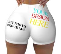 LLLGSH Custom Sweat Shorts for Women, Personalized Yoga Booty Shorts, Custom Sweat Shorts for Women with Logo Text Photo, Yoga Ahtletic Biker Shorts Hot Pants