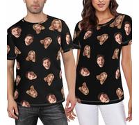 LLLGSH Personalised T-Shirt - Custom Face T-Shirt - Make Your Own Custom Tee - Men’s T-Shirt for Beach Party for Husband Boyfriend Brother Dad Son
