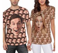 LLLGSH Personalised T-Shirt - Custom Face T-Shirt - Make Your Own Custom Tee - Men’s T-Shirt for Beach Party for Husband Boyfriend Brother Dad Son
