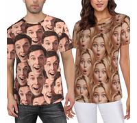 LLLGSH Personalised T-Shirt - Custom Face T-Shirt - Make Your Own Custom Tee - Men’s T-Shirt for Beach Party for Husband Boyfriend Brother Dad Son