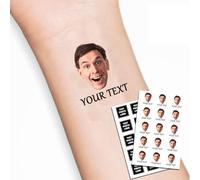 LLLGSH Personalized Temporary Tattoos - Custom Tattoos - with Photo Face Name Logo - for Women Men Birthday Bachelorette Wedding Party - 8 to 28 tattoos in One Paper