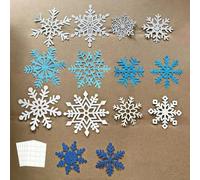 LLLmhuaa 50pcs Double-Sided Snowflake Decorations with Adhesive Dots for Holiday Crafting Strong Adhesive Wall Stickers Cutout Snowflake Winter Party Decorations