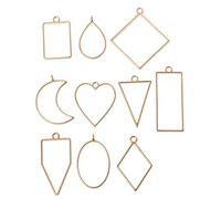 LLLucky 10Pc Assorted Geometric Hollow Pressed Flower Blank Frame Mould Pendant Resin Crafts Jewelry Making Gold
