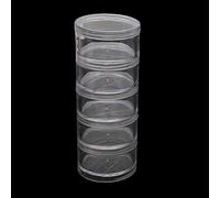LLLucky 5 Layer Stackable Bead Containers Small Item Plastic Round Clear Storage Jar Box Clear