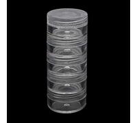 LLLucky 5 Layer Stackable Bead Containers Small Item Plastic Round Clear Storage Jar Box Clear