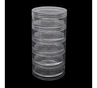 LLLucky 5 Layer Stackable Bead Containers Small Item Plastic Round Clear Storage Jar Box Clear