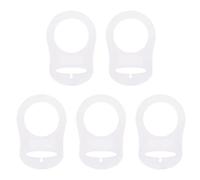 LLLucky 5Pcs Silicone Baby Dummy Pacifier Holder Clip Adapter Ring Button Style Pacifier Adapter for MAM Rings Transparent