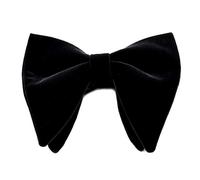 LLLucky Mens Velvet Vintage Double Layer Pre-Tied Handmade Bow Tie Glitter Solid Color Tuxedo Big Oversized Adjustable Length Necktie Black, 11.5x9.5cm(4.53x3.74in)