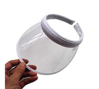 LLLucky Unisex Summer Candy Color UV Protection Open Top Sun Visor Hat Transparent PVC Plastic Wide Brim Clip-On Sport Beach Cap White