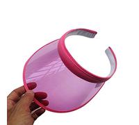 LLLucky Unisex Summer Candy Color UV Protection Open Top Sun Visor Hat Transparent PVC Plastic Wide Brim Clip-On Sport Beach Cap Pink