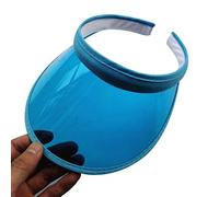 LLLucky Unisex Summer Candy Color UV Protection Open Top Sun Visor Hat Transparent PVC Plastic Wide Brim Clip-On Sport Beach Cap Blue