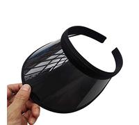 LLLucky Unisex Summer Candy Color UV Protection Open Top Sun Visor Hat Transparent PVC Plastic Wide Brim Clip-On Sport Beach Cap Black